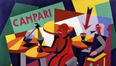 Depero,Squisito al selz campari, 1926, collage di carte colorate su cartone, cm 71x96,5